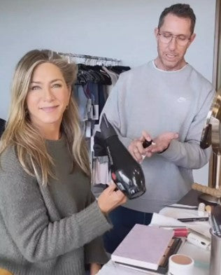 Jennifer Aniston Blow-Dries Her Hair While Playfully Mimicking Longtime Hairstylist Chris McMillan