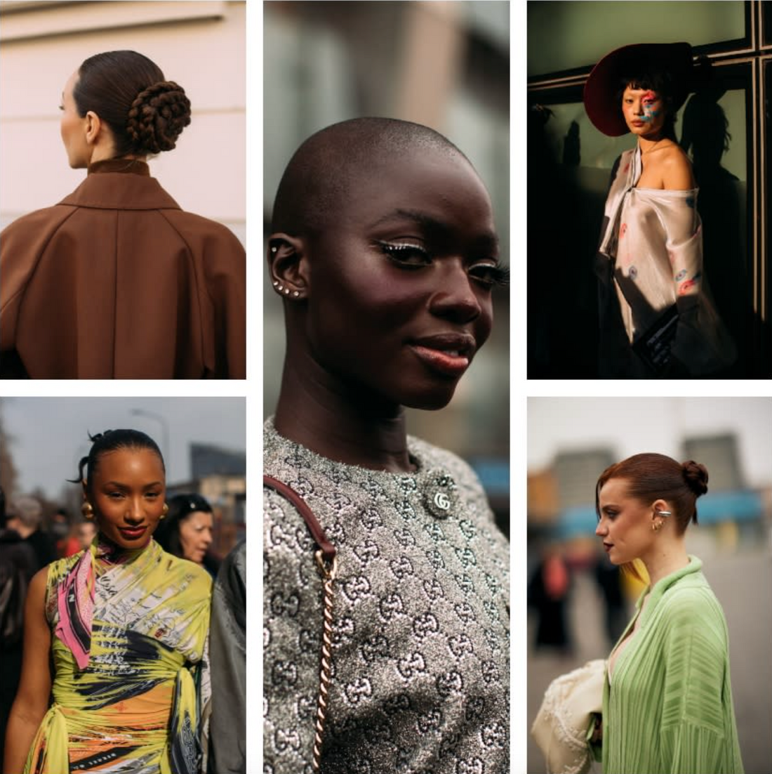 Sleek Braided Updos, Hair Bows, and Dramatic Eyeshadow Dominated Milan Street Style