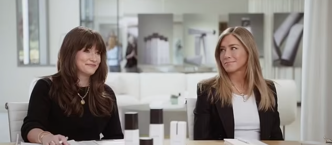 Jennifer Aniston leaves fans in hysterics with a VERY on-the-nose ad for her new haircare range as she's left terrified by creatures' huge manes